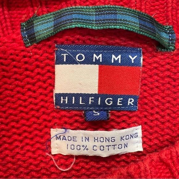 Vintage 90s Tommy Hilfiger Pullover Sweater Tartan Plaid Red Green Blue small - Picture 3 of 9